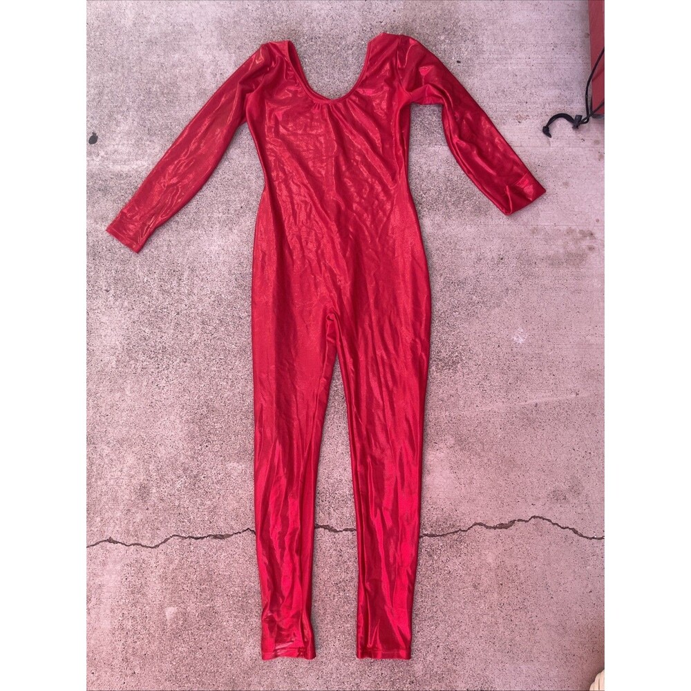 Bal Togs Unitard Leotard Bodysuit Tank Long Leg Red shiny Small Dance Festival